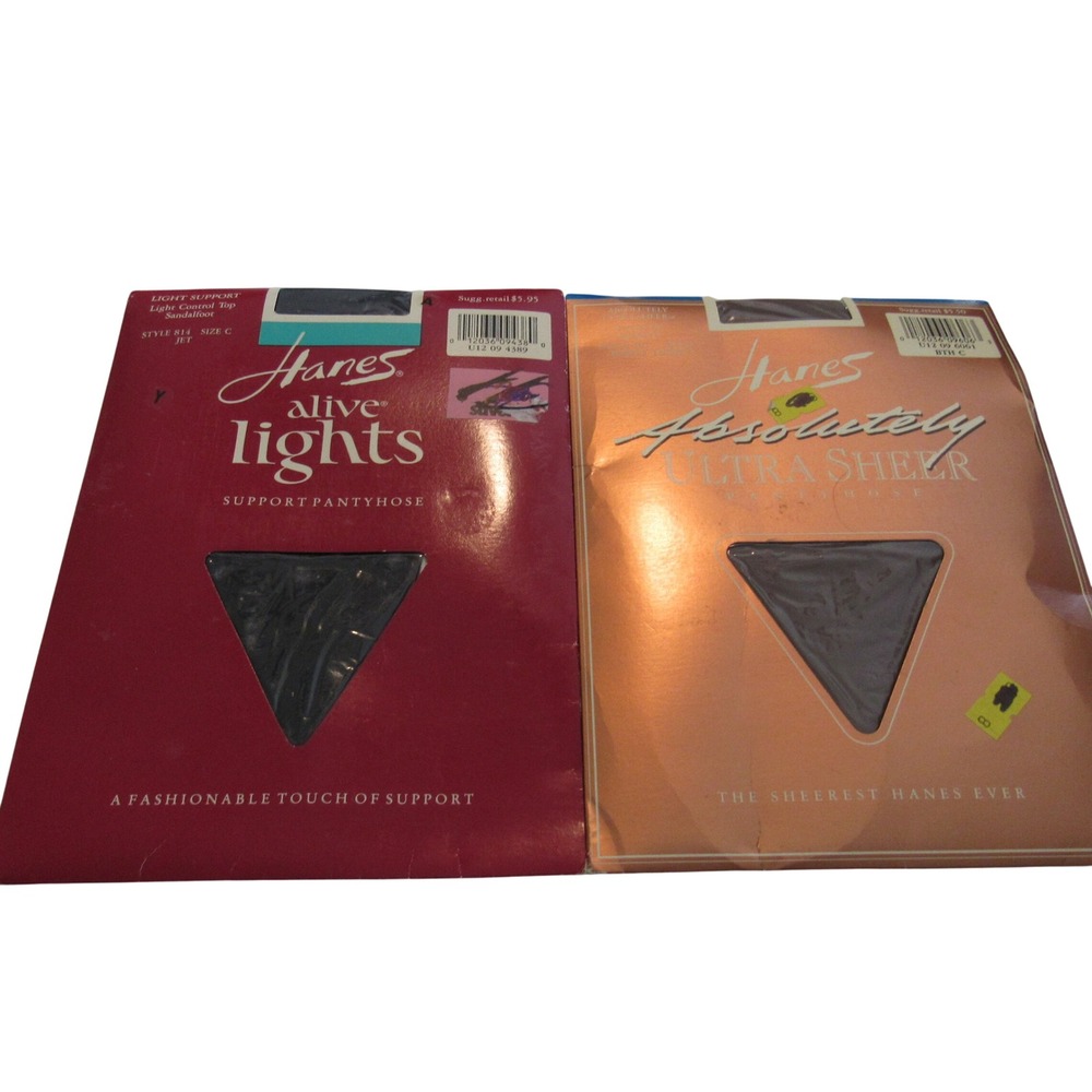Hanes Pantyhose Lot 2 Alive Lights Black Absolutely Ultra Sheer Barely There C